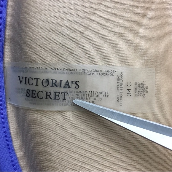 VICTORIA’S SECRET Bikini Top Push Up Padded Halter Tie Neck Twist Periwinkle 34C - Picture 7 of 8